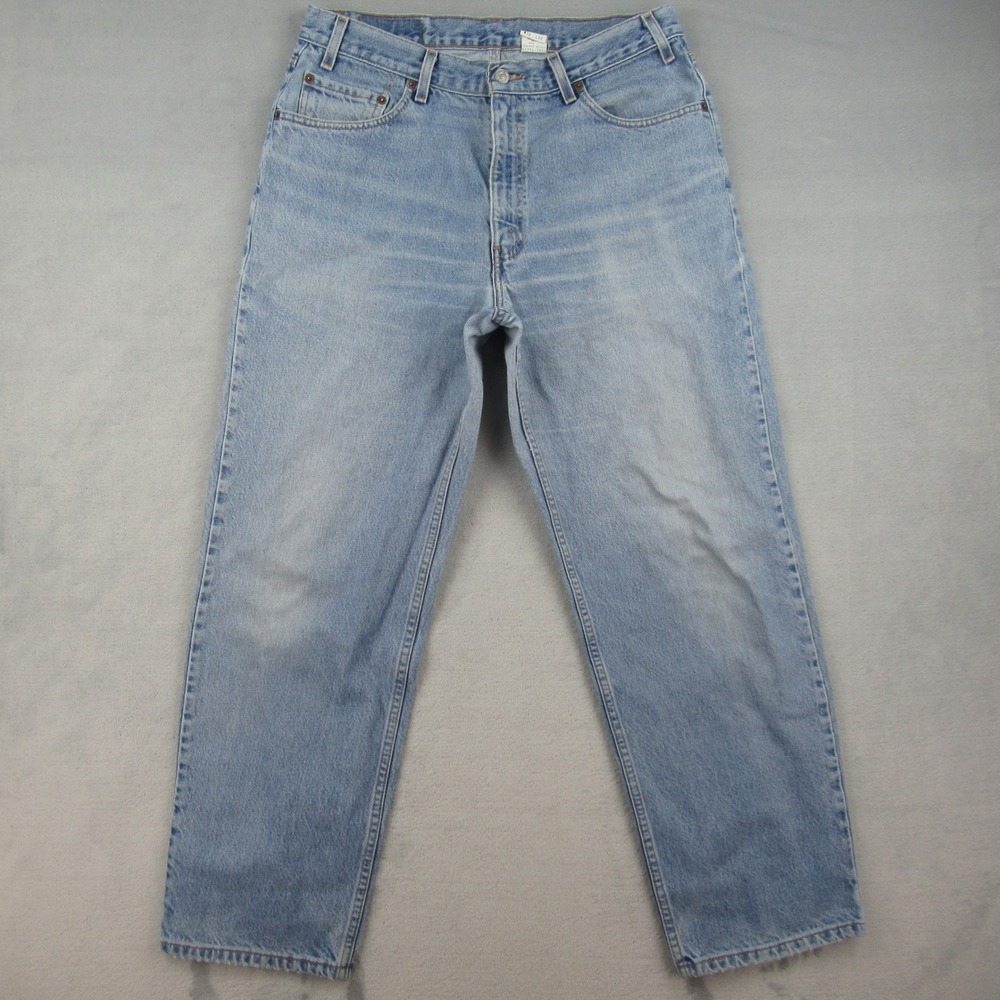 Levi's Relaxed Straight Leg Mens 36x30 Blue Denim Jeans Light Wash 550 Style